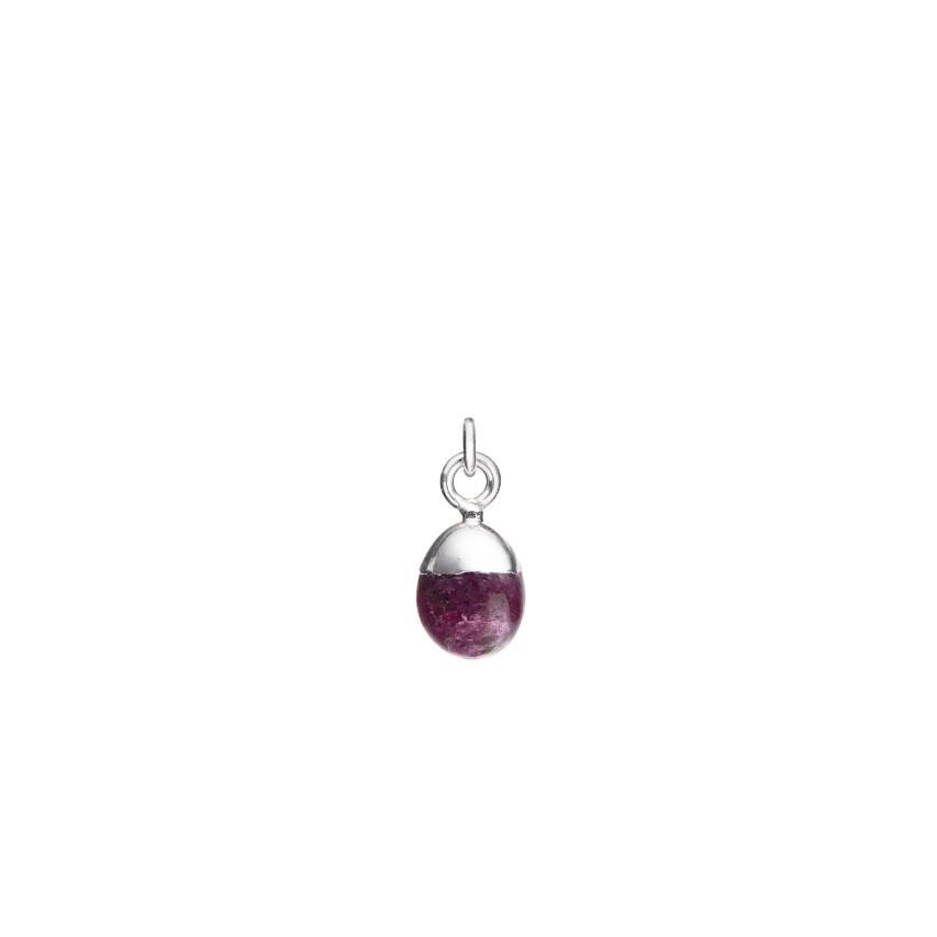 July Birthstone, Ruby Charm, Tiny Tumbled, Silver | Decadorn