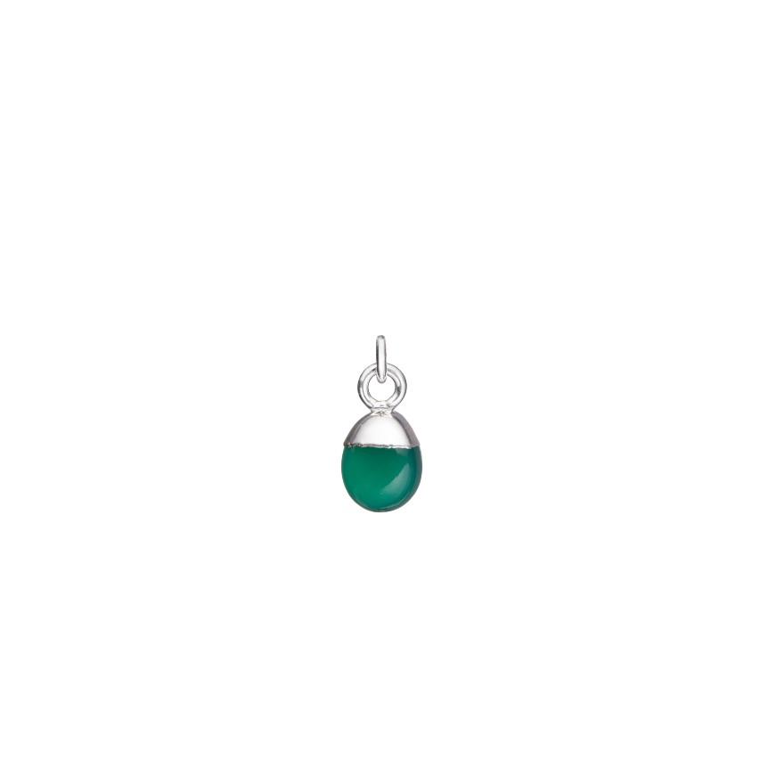 Green Agate Charm, Tiny Tumbled, Silver |Decadorn