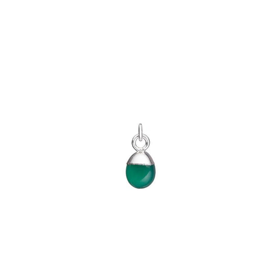 Green Agate Charm, Tiny Tumbled, Silver |Decadorn