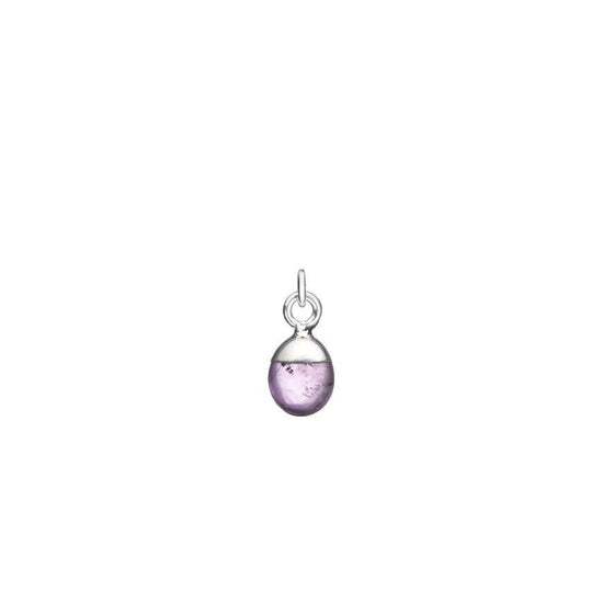 Feburay Birthstone, Amethyst Charm, Tiny Tumbled, Silver | Decadorn