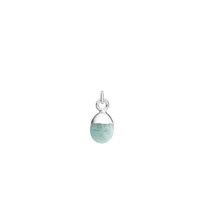 Amazonite Charm, Tiny Tumbled, Silver |Decadorn