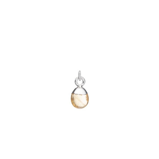 Citrine Charm, Tiny Tumbled, Silver |Decadorn