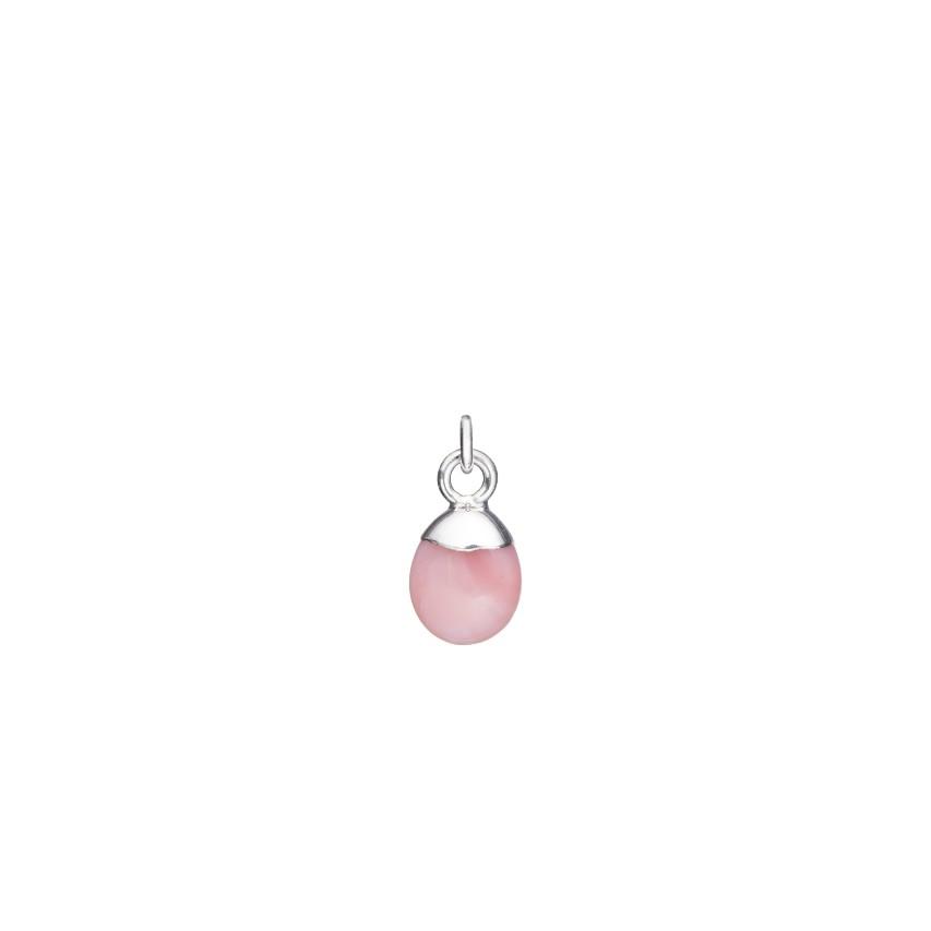 October Birthstone, Pink Opal Charm, Tiny Tumbled, Silver | Decadorn