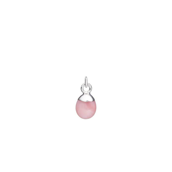 October Birthstone, Pink Opal Charm, Tiny Tumbled, Silver | Decadorn
