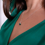 Green Agate Tiny Tumbled Necklace | Protection (Silver)