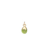 August Birthstone, Peridot Charm, Tiny Tumbled, Gold Plated |Decadorn