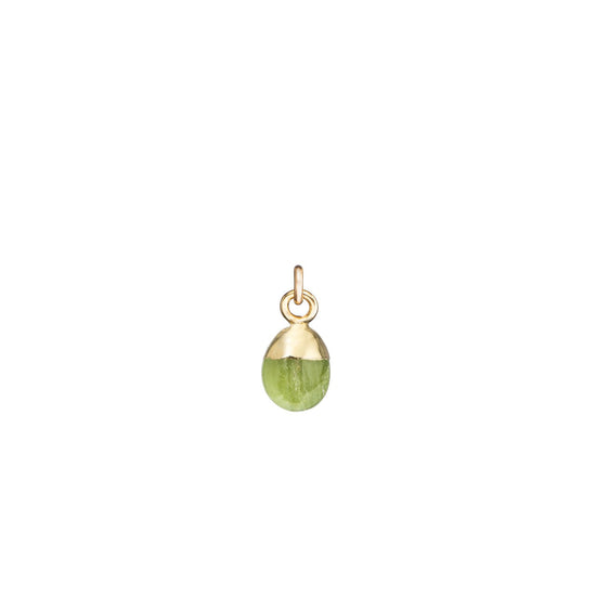 August Birthstone, Peridot Charm, Tiny Tumbled, Gold Plated |Decadorn