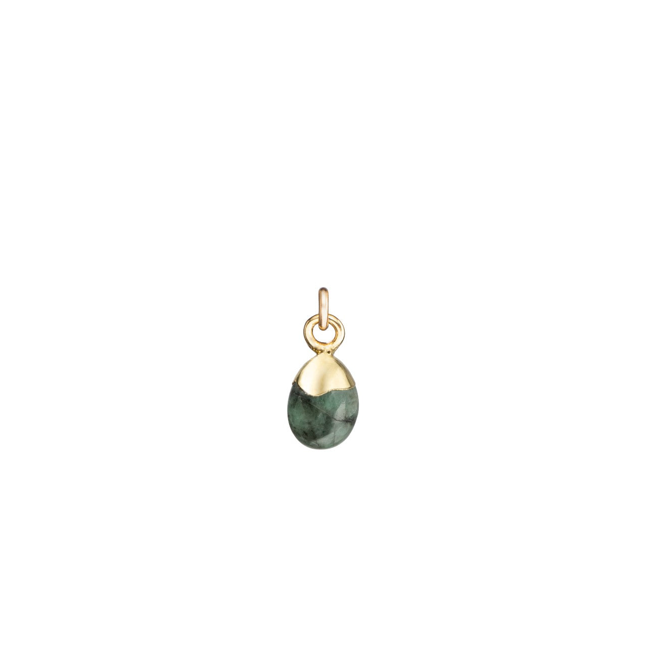 May Birthstone, Emerald Charm, Tiny Tumbled, Gold Plated |Decadorn