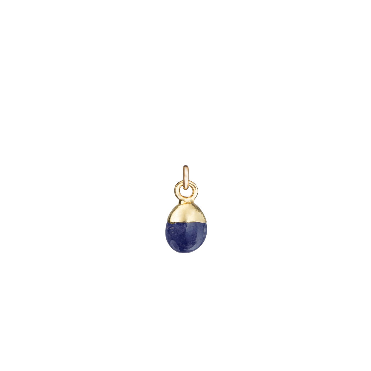 September Birthstone, Sapphire Charm, Tiny Tumbled, Gold Plated |Decadorn