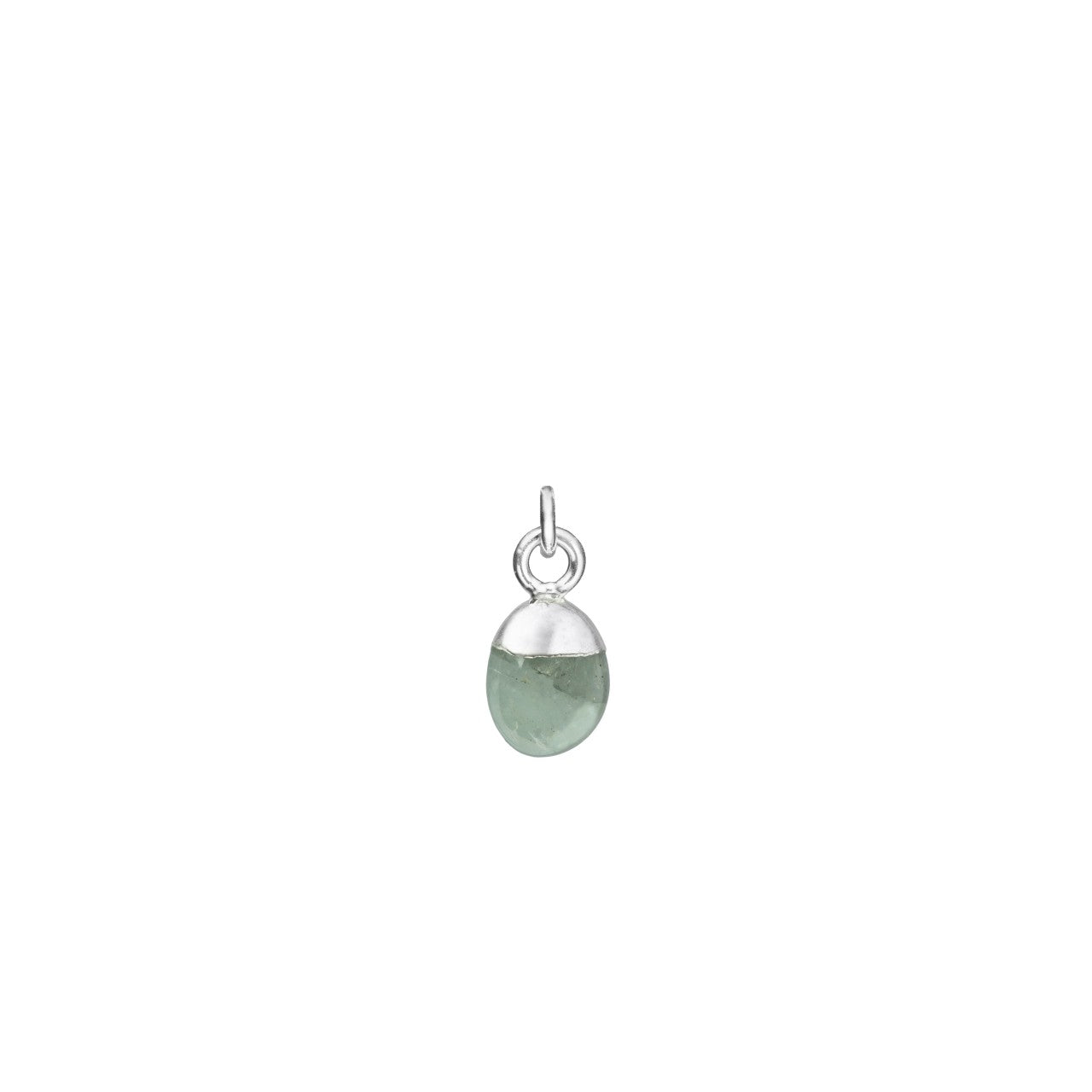 March Birthstone, Aquamarine Charm, Tiny Tumbled, Silver | Decadorn