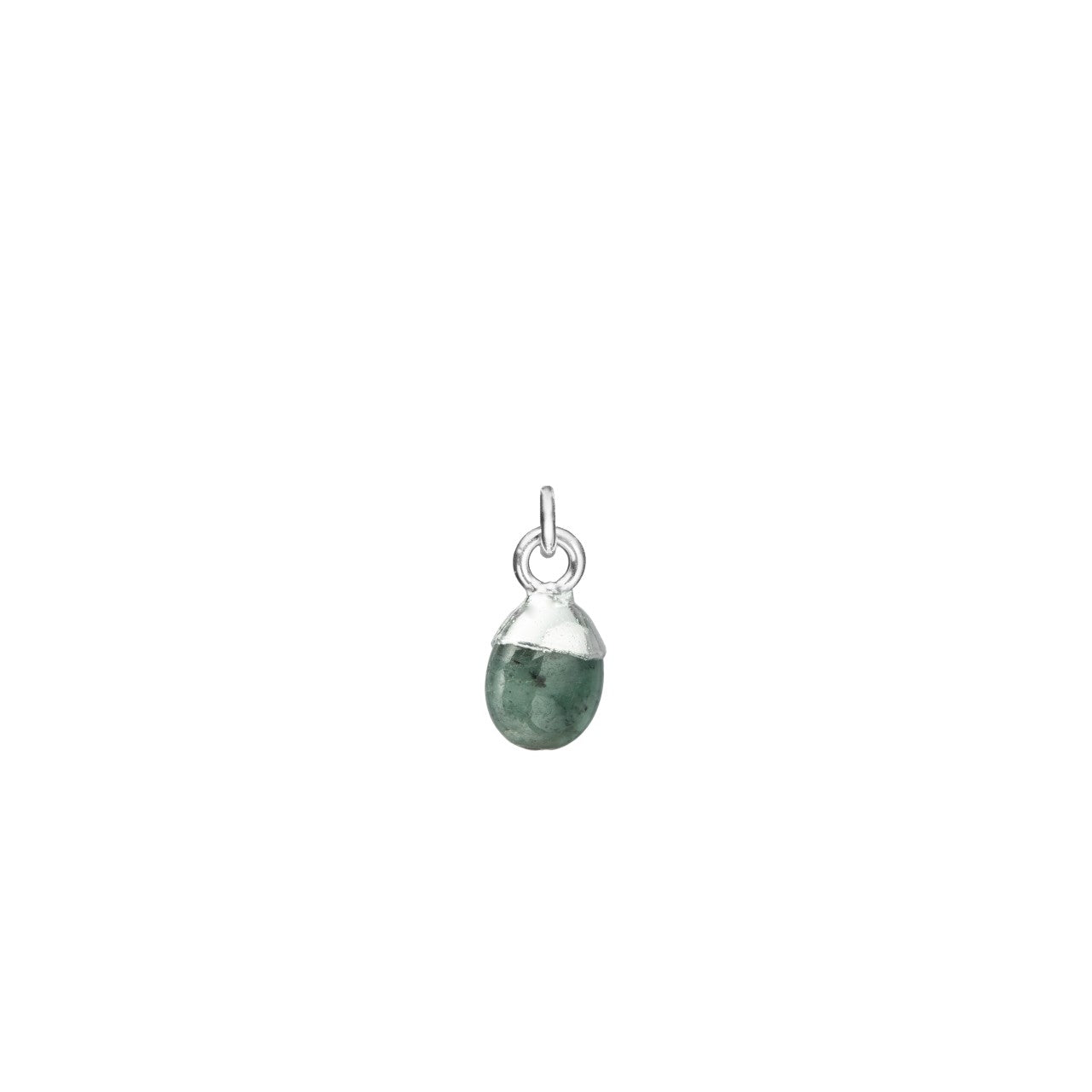 May Birthstone, Emerald Charm, Tiny Tumbled, Silver | Decadorn
