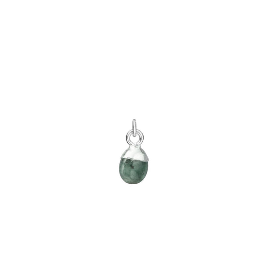 May Birthstone, Emerald Charm, Tiny Tumbled, Silver | Decadorn