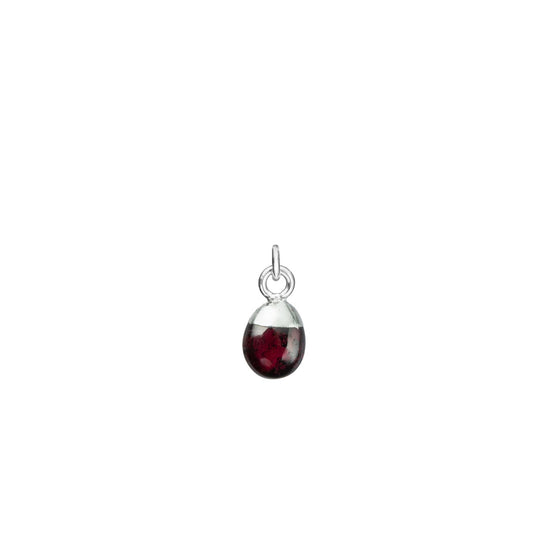 January Birthstone, Garnet Charm, Tiny Tumbled, Silver | Decadorn