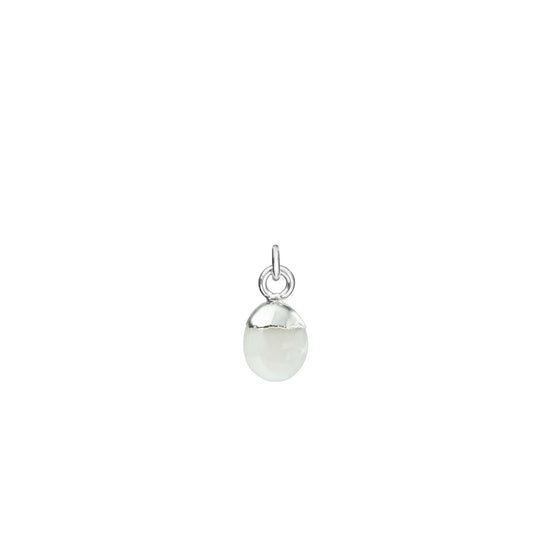 June Birthstone, Moonstone Charm, Tiny Tumbled, Silver | Decadorn