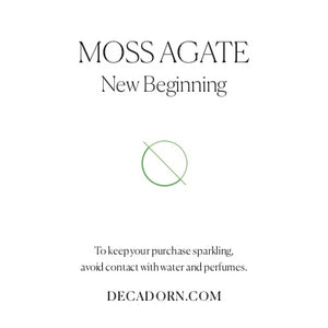 Moss Agate Gem Slice Dropper Earrings | New Beginnings (Silver)