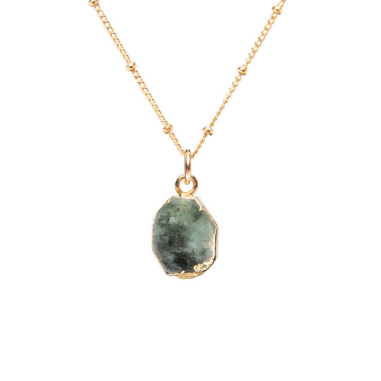 May Birthstone | Emerald Necklace | Gold | Gem Slice | Decadorn