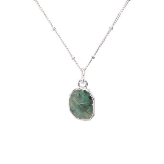 Gem Slice Necklace - Silver - Emerald - Decadorn