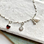 January Birthstone | Garnet Charm Necklace (Silver)