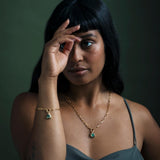 Labradorite Moon & Star Gem Slice Triple Chunky Chain Necklace | Adventure (Gold Plated)