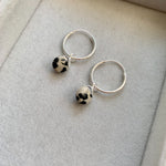 Tiny Tumbled Gemstone Hoop Earrings - SIlver - Dalmatian - Decadorn