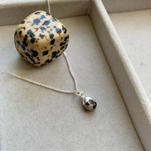 
            
                Load image into Gallery viewer, Tiny Tumbled Gemstone Necklace - Silver - Dalmatian - Decadorn
            
        
