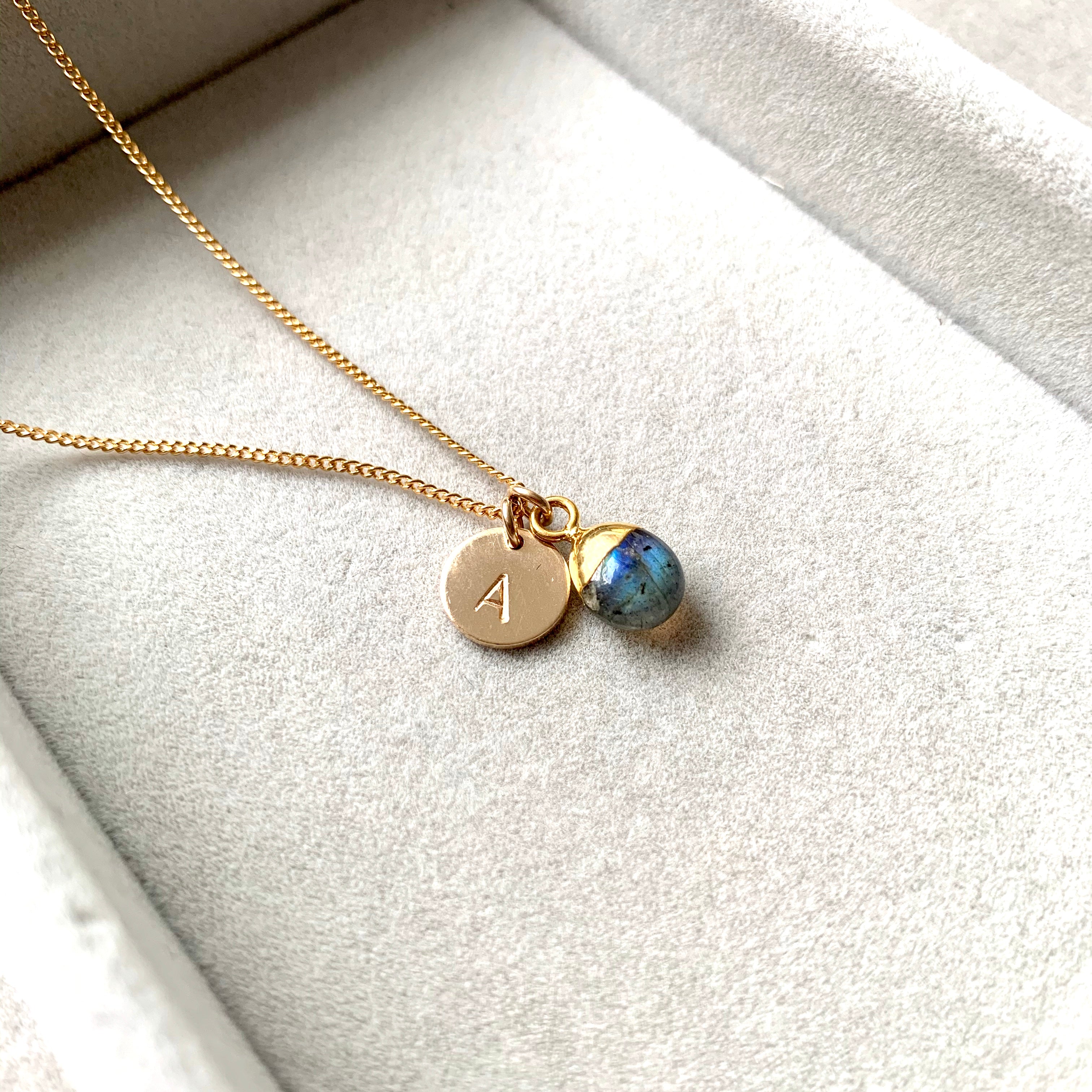 Tiny Tumbled Gemstone Necklace - Labradorite (Adventure) - Decadorn