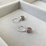 Tiny Tumbled Gemstone Hoop Earrings - Silver - Chocolate Moonstone (New Beginnings) - Decadorn