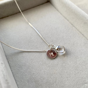 April Birthstone | Quartz Tiny Tumbled Necklace (Silver)