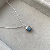 Tiny Tumbled Gemstone Necklace - Silver - Labradorite (Adventure) - Decadorn