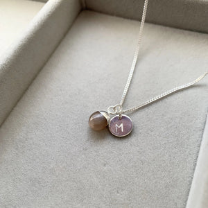 Tiny Tumbled Gemstone Necklace - Silver - Chocolate Moonstone (New Beginnings) - Decadorn