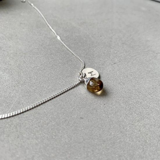 Citrine Tiny Tumbled Necklace | Success (Silver)