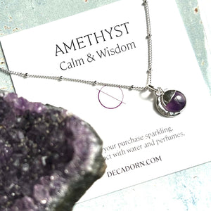 Bridesmaid | Gemstone & Moon Necklace (Silver)