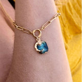 Labradorite Moon & Star Gem Slice Triple Chunky Chain Bracelet | Adventure (Gold Plated)