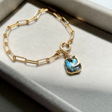 Labradorite Moon & Star Gem Slice Triple Chunky Chain Bracelet | Adventure (Gold Plated)
