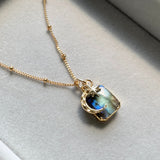 Labradorite Moon & Star Gem Slice Triple Necklace | Adventure (Gold Plated)
