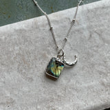 Labradorite Moon & Star Gem Slice Triple Necklace | Adventure (Silver)