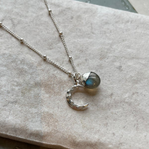 Create Your Own | Gemstone & Moon Necklace (Silver)