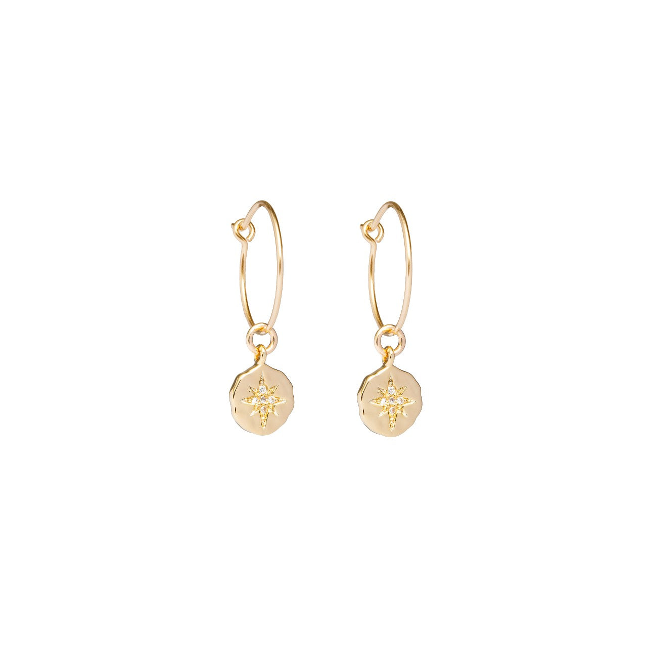 Celestial Coin Hoop Earrings (Gold Fill)