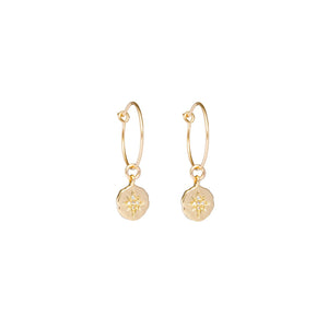 
            
                Load image into Gallery viewer, Star Coin Mini Hoop Earrings (Gold)
            
        