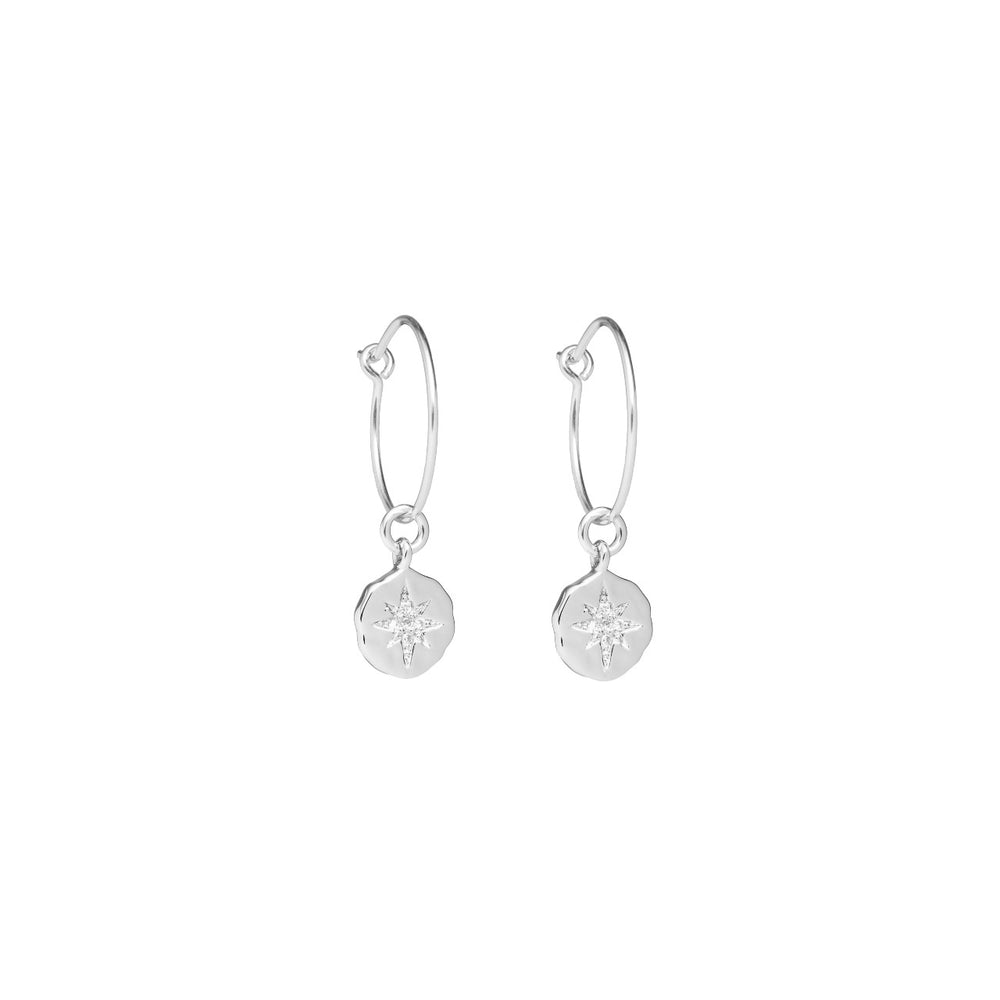 Star Coin Mini Hoop Earrings (Silver)