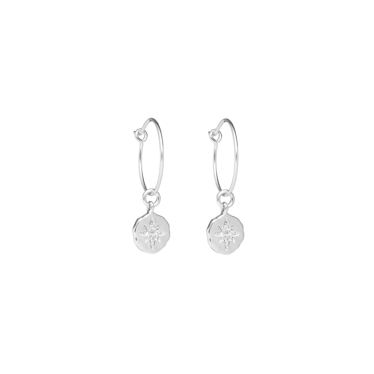 Load image into Gallery viewer, Star Coin Mini Hoop Earrings (Silver)
