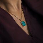 May Birthstone | Emerald Statement Gem Slice Chunky Chain Necklace (Gold Plated)