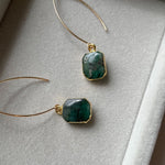 Emerald Gem Slice Dropper Earrings | Hope (Gold)