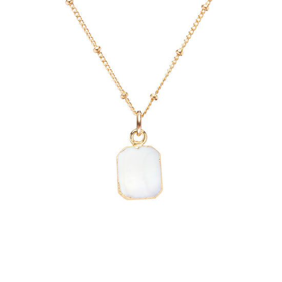 Mother of Pearl Gem Slice Necklace | Calming (Gold Plated)