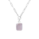Rose Quartz Gem Slice Necklace | Love (Silver)