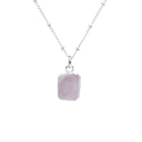 Rose Quartz Gem Slice Necklace | Love (Silver)