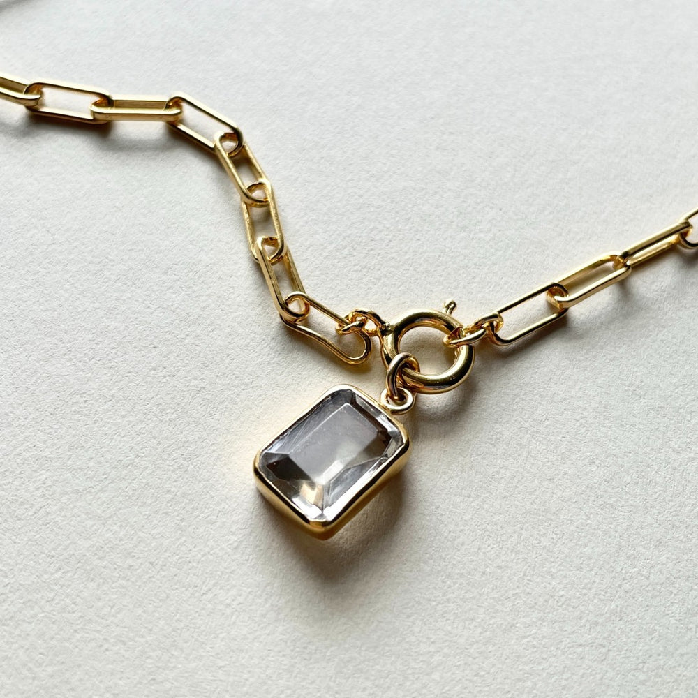 Quartz Glacier Chunky Chain Necklace (Gold Plated)