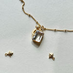 Quartz Glacier Moon & Star Necklace (Gold Plated)
