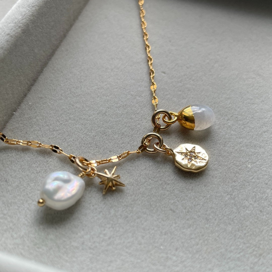 Moonstone Charm Necklace | intuition (Gold Plated)