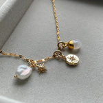 June Birthstone | Moonstone Charm Necklace (Gold Plated)